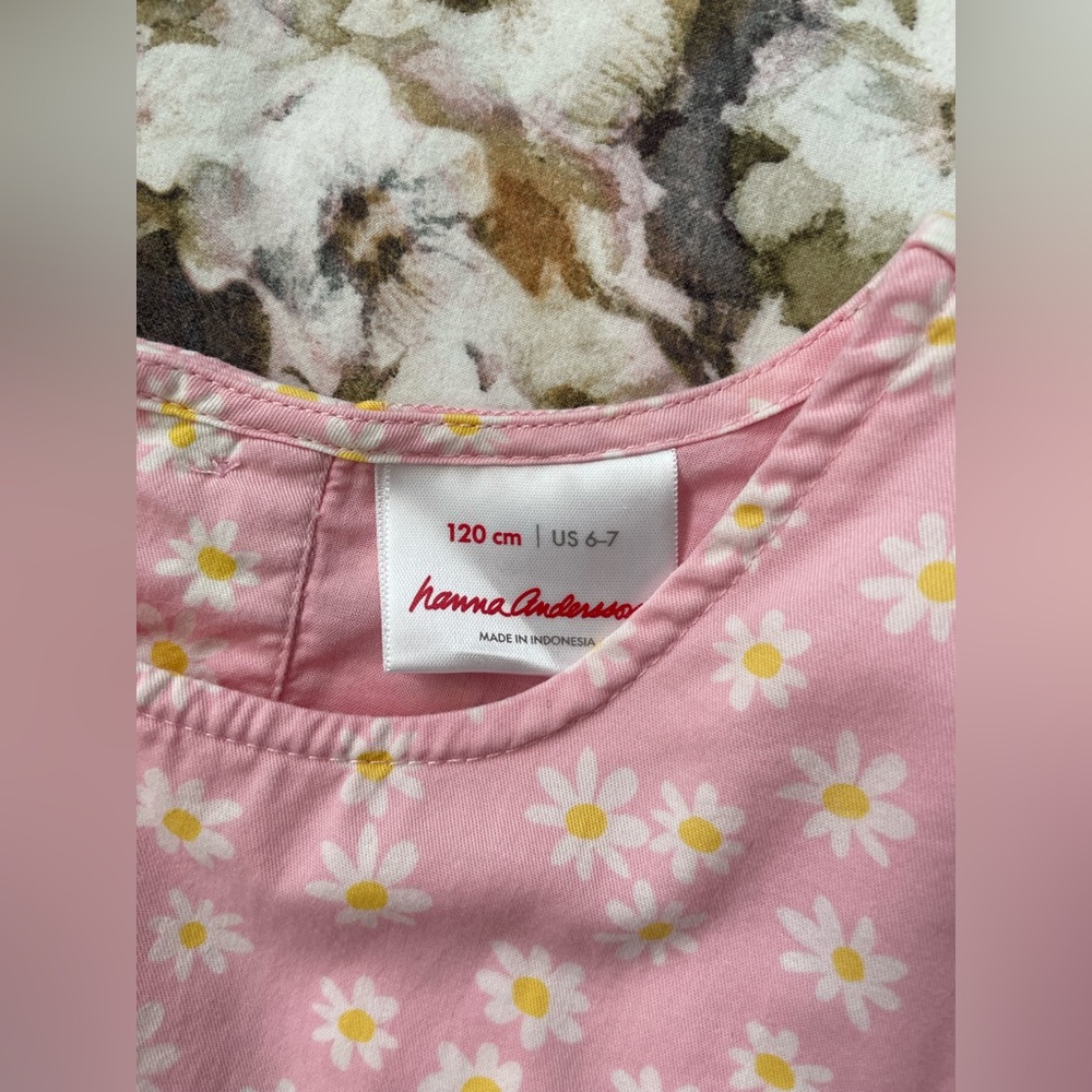Hanna Andersson pink daisy dress 6-7